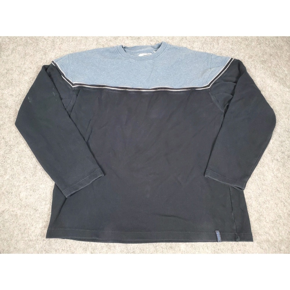 Vintage Point Zero Men Shirt Size XL Black Blue Ribbed Thermal Skater Grunge Y2k
